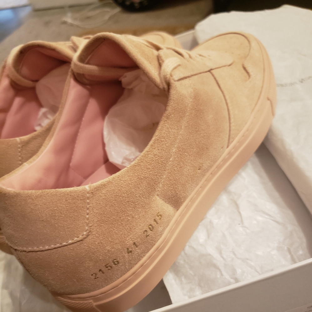Common Projects Bball Low "Blush" Suede Sneakers